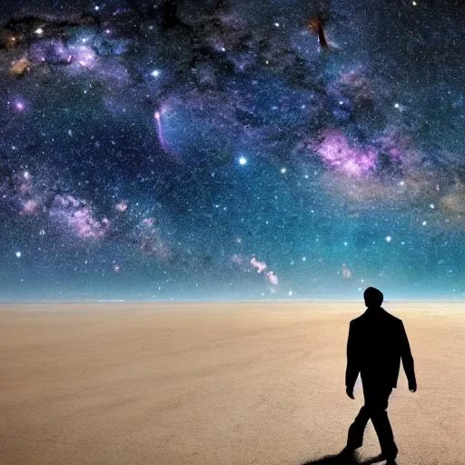 Prompt: A Man walking the universe