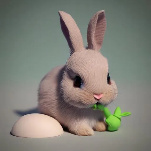 baby rabbit, Tiny cute toy, soft smooth lighting, s