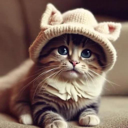 Prompt: Cute, adorable, cat wearing a hat 