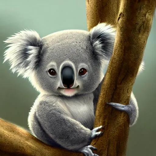Prompt: a very cute chibi koala sitting on a branch loooking sad and alone, digital art by łukasz piskorz and patrick mcenvoy and michael komarck, intricate, highly detailed, artstation, concept art, smooth, sharp focus vector centered, 