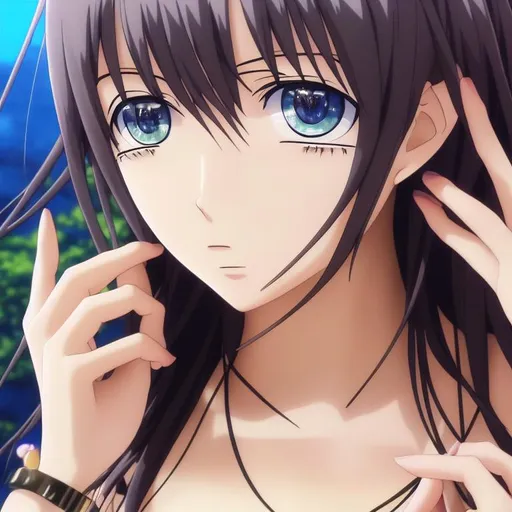 Black Hair Blue Eyes, natsuki, strike The Blood, Hime, Strike, Blood, cg  Artwork, cool, Hime cut, hairstyle