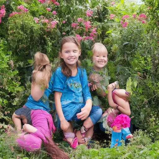 Prompt: Kids in garden 