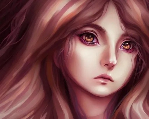 Prompt:  portrait of a ram-horned girl, smooth soft skin, big dreamy eyes, beautiful intricate colored hair, symmetrical, anime wide eyes, soft lighting, detailed face, concept art, digital painting, looking into camera deeply