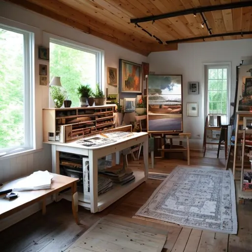 Prompt: artist studio cottage core