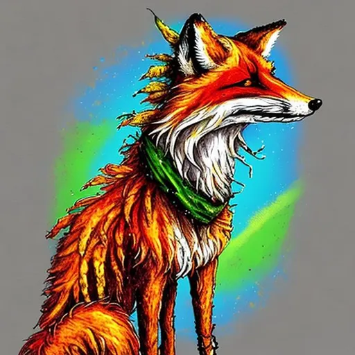 Prompt: Rasta stoner fox 