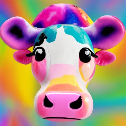 Prompt: Cow toy in the style of Lisa frank