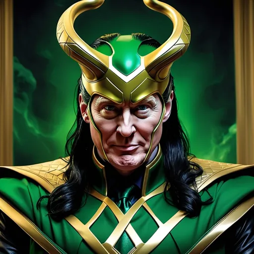 Prompt: president Donald trump as the villain loki