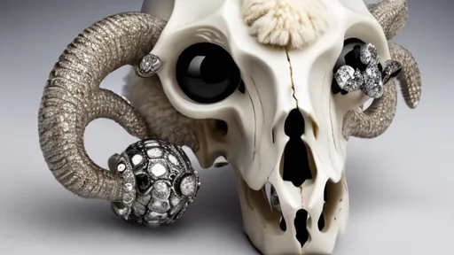Prompt: Sheep skull with diamonds in eye socket