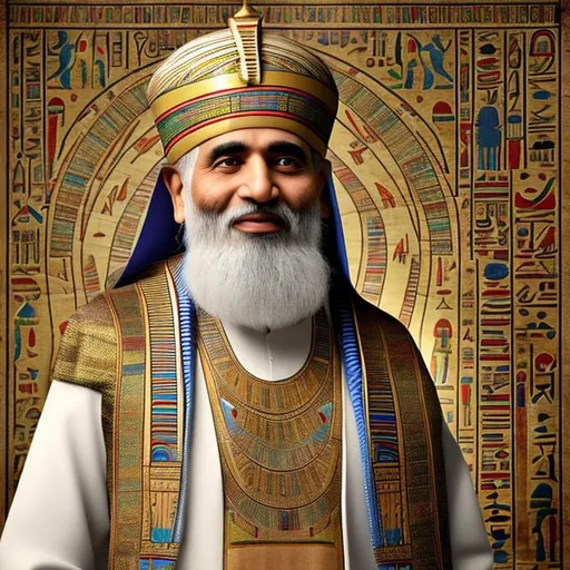 Prompt:  Ancient Old man with Egyptian clothing wear, a chemist jabir bin hayyan a Muslim chemist scientist portrait 