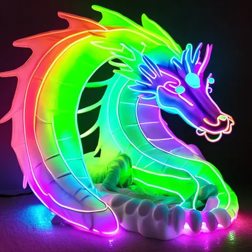 Prompt: neon rainbow dragon