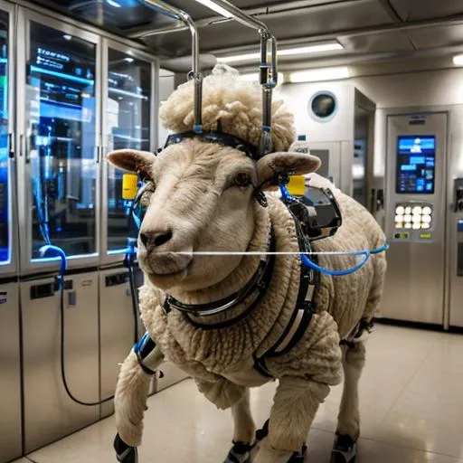 Prompt: the hallutinations of a robotic sheep under heavily psychoactive ketamine injections