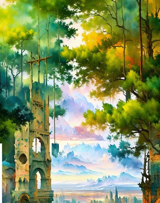 Prompt: Cinematic fantasy landscape in Gouache Style, Watercolor, Museum Epic Impressionist Maximalist Masterpiece, Thick Brush Strokes, Impasto Gouache, thick layers of gouache watercolors textured on Canvas, 8k Resolution, Matte Painting oil painting by James Gurney Abstract World