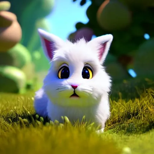 Prompt: 3d fluffy {bunny}, closeup cute and adorable, cute big circular reflective eyes, long fuzzy fur, Pixar render, unreal engine cinematic smooth, intricate detail, cinematic