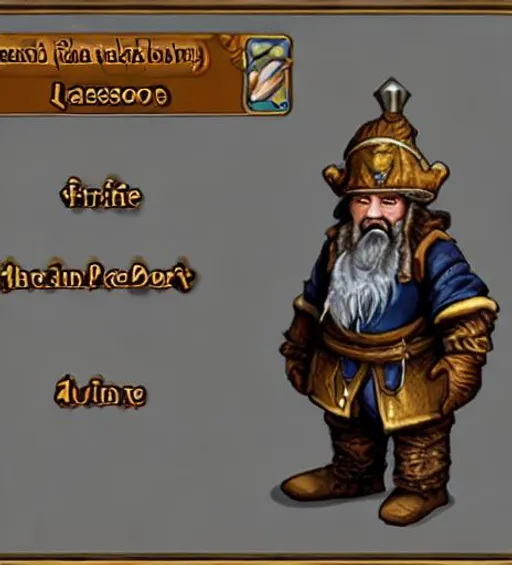 Prompt: dwarf merchant in fine cloths no armor musketeer hat