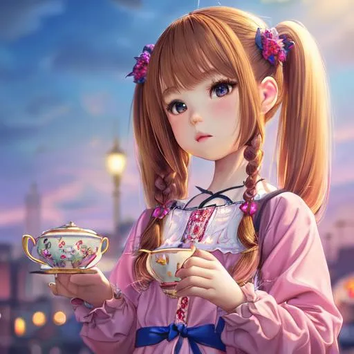Prompt: vivid colors,aesthetic(cinematic lighting)(embroidery),(realistic, photorealistic),(masterpiece, best quality, ultra detailed),(intricate details, ultra realistic details, illustration),anatomy body.5finger.beautiful finger. little girls. solo.(baby face)(kawaii)(very little).slender.flat cheast.Tea long hair.pigtails.brown eyes.detailed round glasses.smile. (white crop top)short pants.denim.(pantyhose).black boots. Cross your arms behind your head. sitting. full body. red-light district.street.(sunlight)