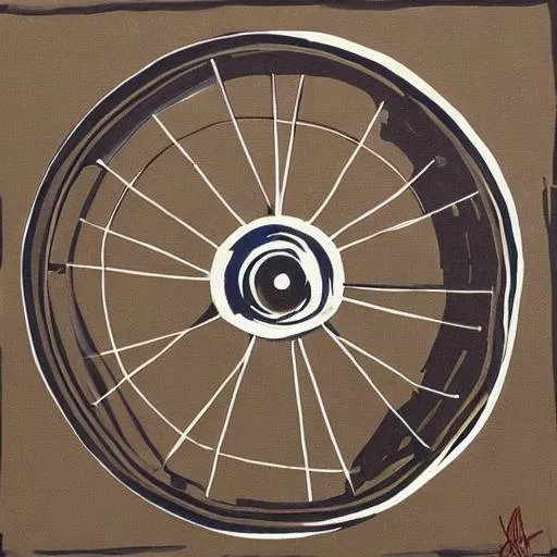 Prompt:  PAINTING OF A BICYCLE WHEEL
