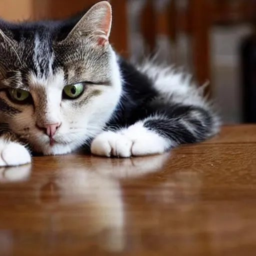 Prompt: Cat on table