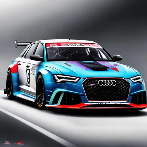 Prompt: High resolution, hyper realistic, painting of Audi rs6 racing F1 car