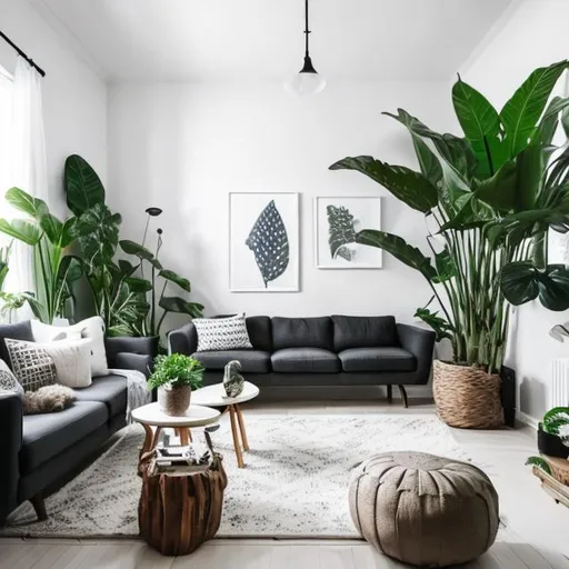 Prompt: Nordic style living room with monstera plant 