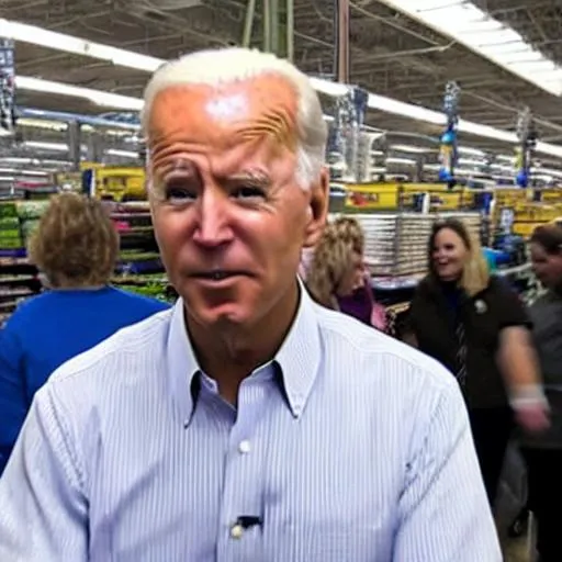 Prompt: joe biden working at walmart