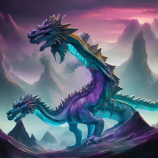 Prompt: crystal dragon, infinity landscape
