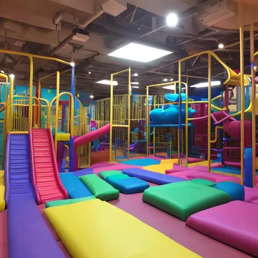 Prompt: Indoor playground liminal space