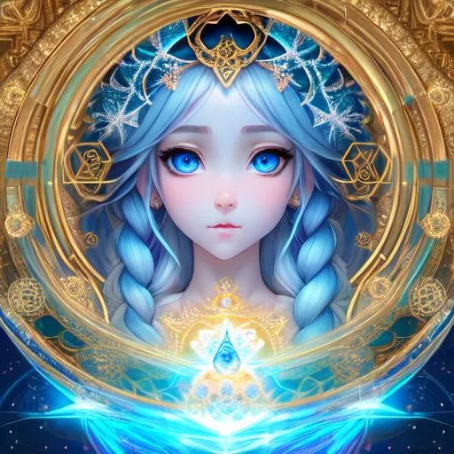 Prompt: frozen fractal deity, girl, symmetrical, soft lighting, #3238, UHD, hd , 8k eyes, detailed face, big anime dreamy eyes, 8k eyes, intricate details, insanely detailed, masterpiece, cinematic lighting, 8k, complementary colors, golden ratio, octane render, volumetric lighting, unreal 5, artwork, concept art, cover, top model, light on hair colorful glamourous, intricate hyperdetailed breathtaking colorful glamorous scenic view landscape, ultra-fine details, hyper-focused, deep colors, dramatic lighting, ambient lighting god rays, by makoto shinkai, stanley artgerm lau, wlop, rossdraws, full body