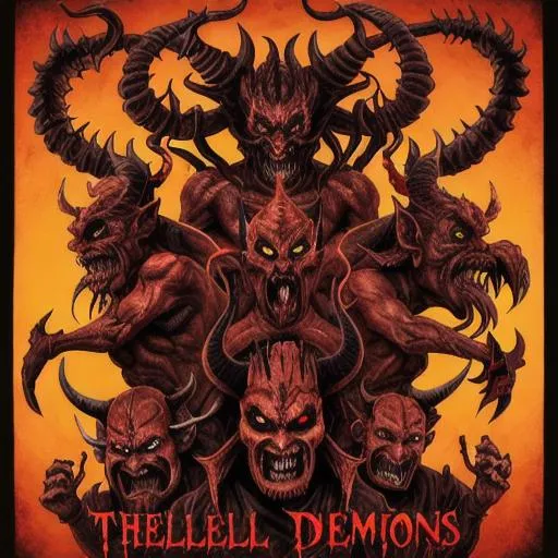 Prompt: various DEMONS at the hell 