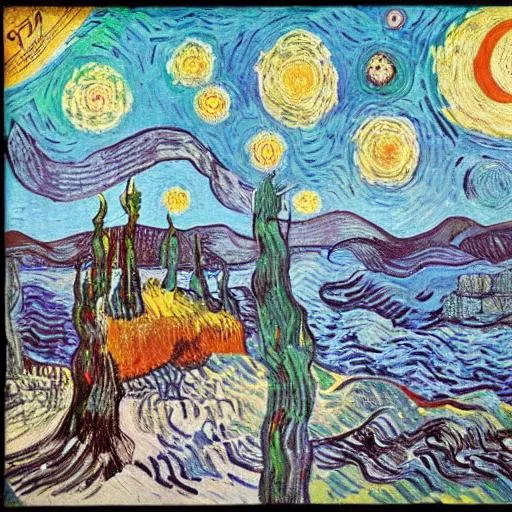 Prompt: Future art by Van Gogh, Dali, Warhol