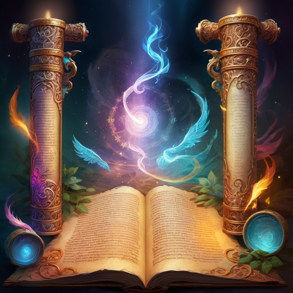 Fantasy Illustration Of Ancient Magical Scrolls Mys