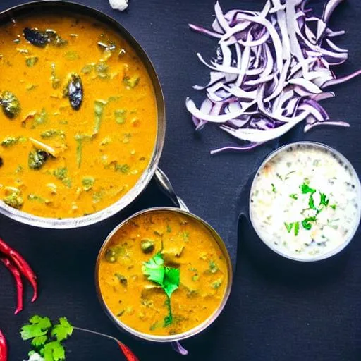 Prompt: Daal makhni with
raita
