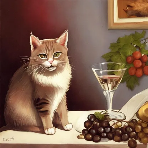 Prompt: Cat next to wine
