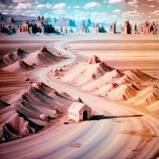 Prompt: barren andscape, warravaged, futurewar, UHD,4k, Realistic, factory.