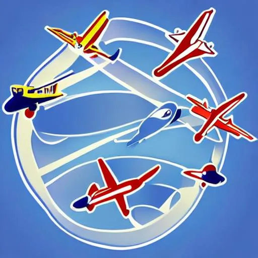 Prompt: planes flying, wacky logo