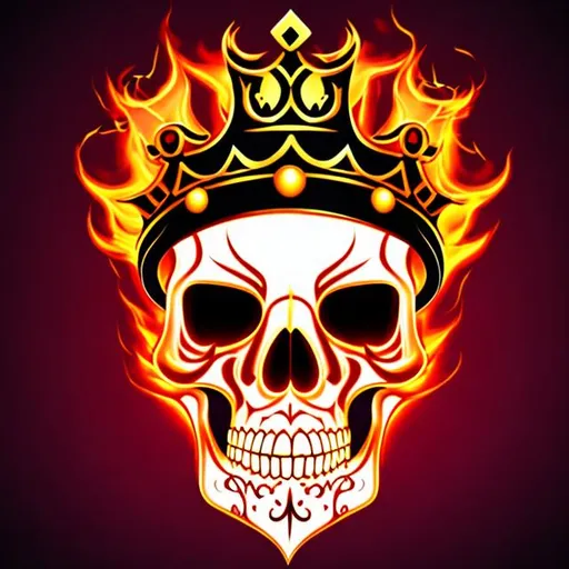 Prompt: Flaming skull wearing a crown anime style