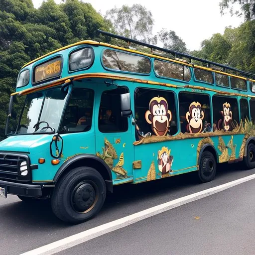 Prompt: monkey bus