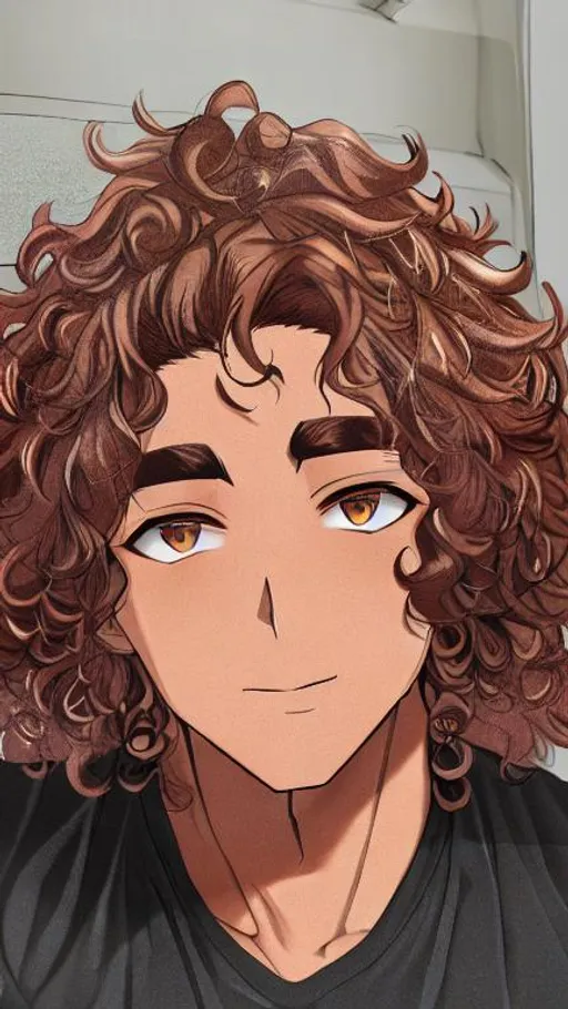 Prompt: Male, Curly Hair Brown, Brown Skin, thick eyebrow