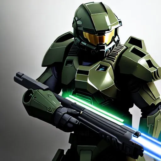 Prompt: master chief with the dark saber