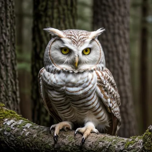Prompt: White owl creature from the magical forest, hyperdetailed, hyperrealistic