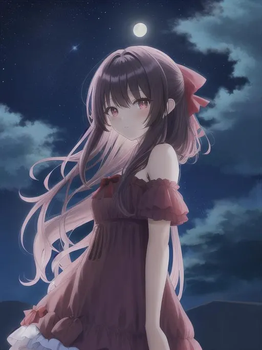 Anime Girl in Ruffle Dress