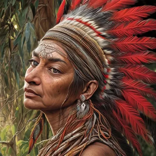 Prompt: Hyper realistic Cajun Indian goddess beautiful hyper detailed head wear