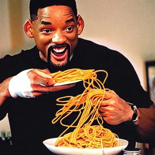 Prompt: Will Smith eating spaghetti 