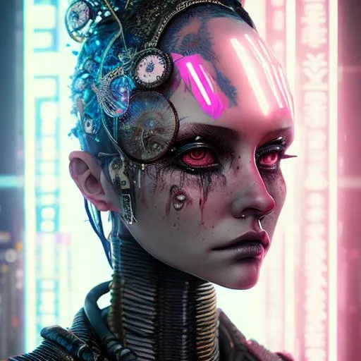 Prompt: detailed portrait Punk Girl cyberpunk futuristic ((neon)) tattoes, yakuza, styled hair Reflective puffy sheen film jacket, decorated traditional ornaments by ismail inceoglu dragan bibin hans thoma greg rutkowski Alexandros Pyromallis Nekro Rene Margitte illustrated Perfect face, fine details, realistic shaded, fine-face, pretty face