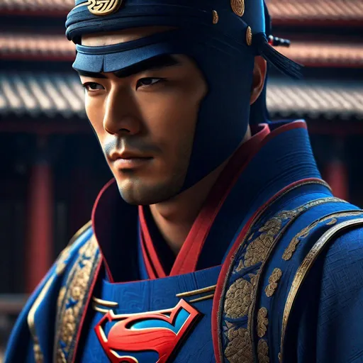 Prompt: Portrait of {  Ninja superman } in  {edo era Japan}, perfect composition, hyperrealistic, super detailed, 8k, high quality, trending art, trending on artstation, sharp focus, studio photo, intricate details, highly detailed,happy face, by greg rutkowski