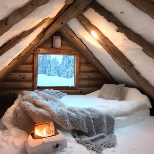 Prompt: inside cozy igloo 