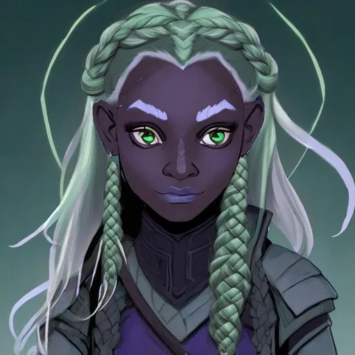 a character portrait of a dnd drow with dark green d... | OpenArt