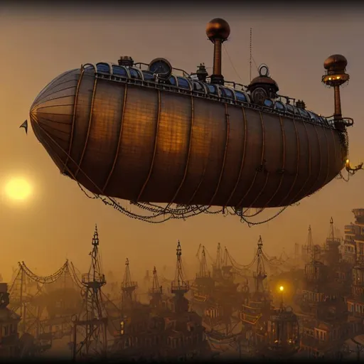 Prompt: steampunk airship city rysty  8k HDDR