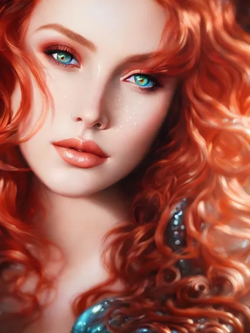 Prompt: Closeup Portrait of mermaid with red hair,  beautiful face, underwater, perfect composition, hyperrealistic, super detailed, 8k, high quality, trending art, trending on artstation, sharp focus, studio photo, intricate details, highly detailed, by greg rutkowski