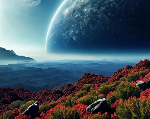 Prompt: A beautiful vista of a breathtaking, alien world.