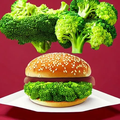 Prompt: A McDonald's style ad for a broccoli burger 